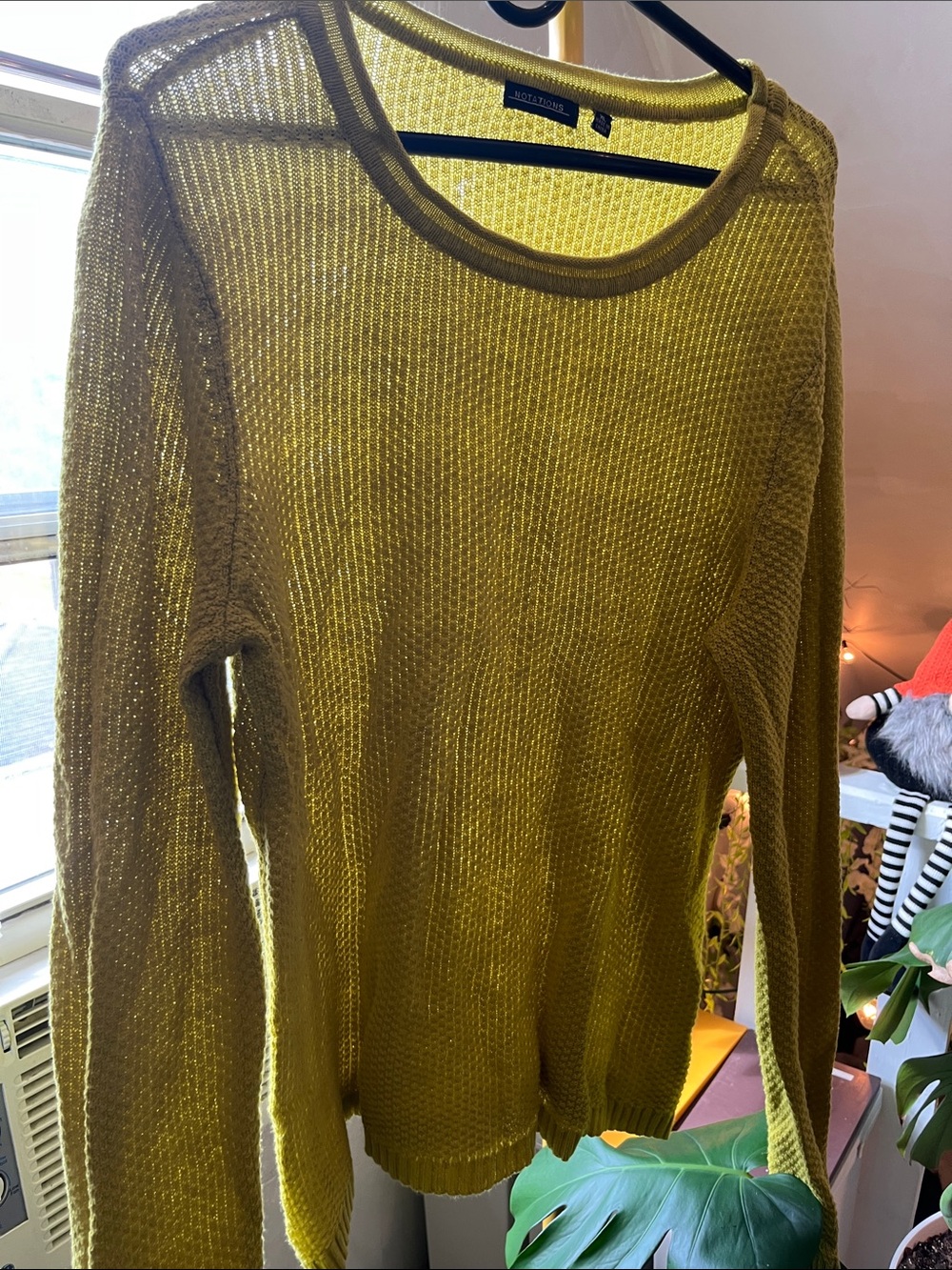 Notations Lightweight Olive Scoop Neck Knit Sweater